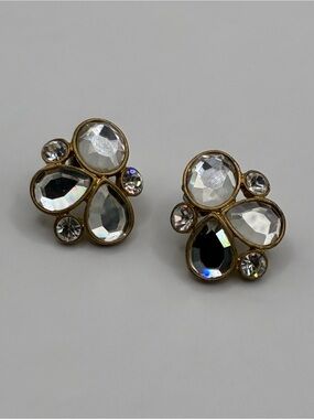 Lia Sophia Gold-Tone Clear Faceted Crystal Cluster Stud Earrings